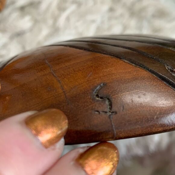 Vintage Decorative Hand Carved Wooden Large Turtle Tortoise Trinket Box W/Lid - Picture 15 of 16